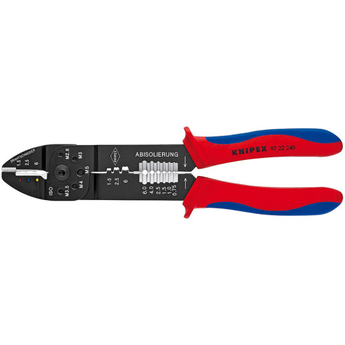 KN-9722240SB Пресс-клещи для резки и зачистки кабеля, 3 гнезда, L-240 мм 9722240SB KNIPEX
