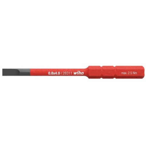 WH-43114 Бита SoftFinish electric slimBit Slotted 2831-10 43114 0,4 x 1,5 х 0,4Нм шлицевая Wiha